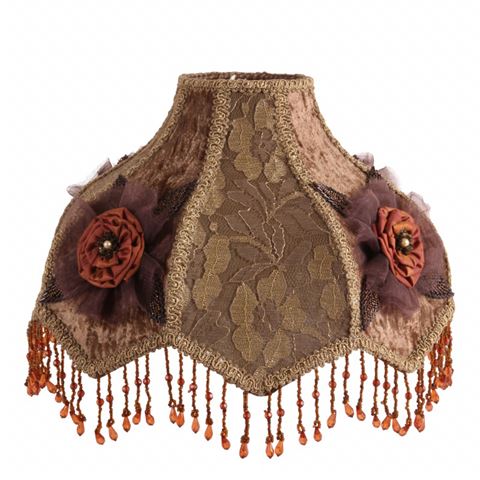 Lampshade Victorian Dome Scallop 33 cm - Brown - Fabric