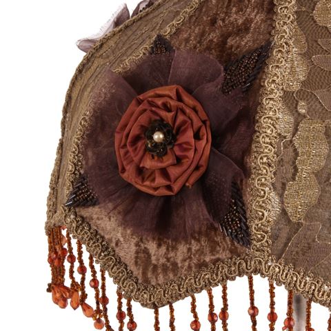 Lampshade Victorian Dome Scallop 33 cm - Brown - Fabric