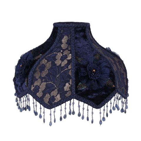 Lampenkap Victorian Dome Scallop 33 cm - Blauw - Stof