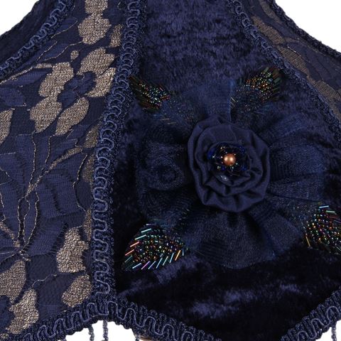 Lampenkap Victorian Dome Scallop 33 cm - Blauw - Stof