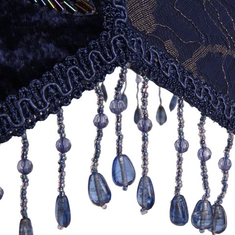 Lampenkap Victorian Dome Scallop 33 cm - Blauw - Stof