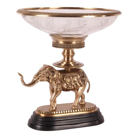 Schaal Olifant glas/ koper 40 cm