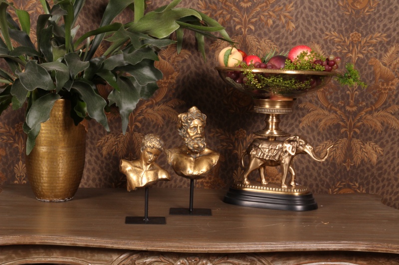 Schaal Olifant glas/ koper 40 cm