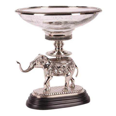 Schaal Olifant glas/ koper 40 cm