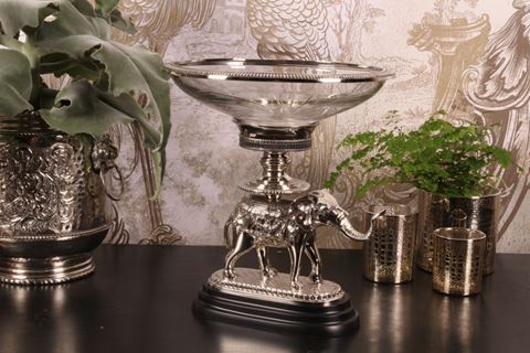 Schaal Olifant glas/ koper 40 cm