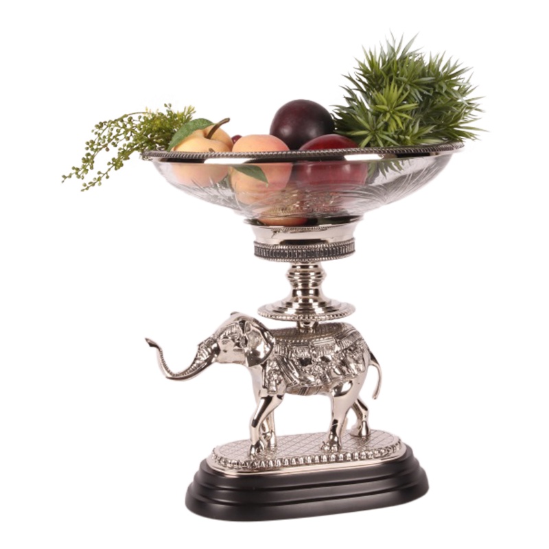 Schaal Olifant glas/ koper 40 cm