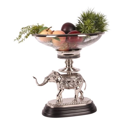Schaal Olifant glas/ koper 40 cm
