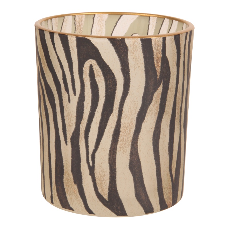 Waxinelichthouder Zebraprint 10 cm - Bruin - Glas