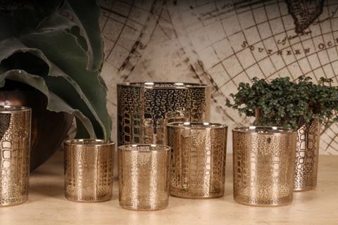 Waxinelichthouder Panterprint 8 cm - Zilver - Glas