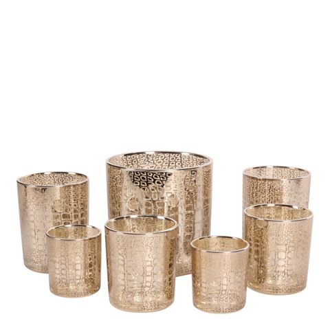 Waxinelichthouder Panterprint 8 cm - Zilver - Glas