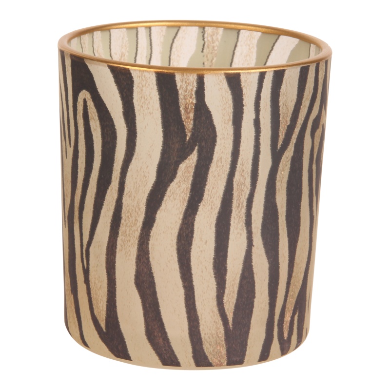 Waxinelichthouder Zebraprint 8 cm - Bruin - Glas