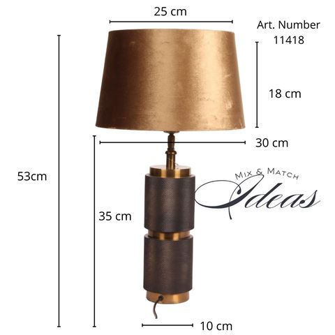Tafellampvoet 40 cm - Zwart / Goud - Aluminium