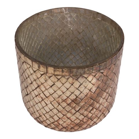 Mosaic Tealight Holder 17 cm - Gold - Glass