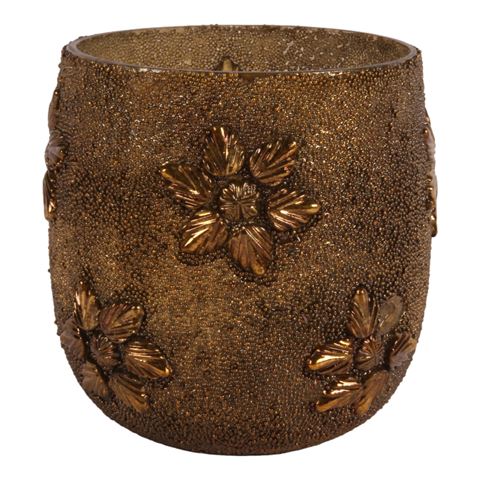 Waxinelichthouder Kralen 12 cm - Goud - Glas