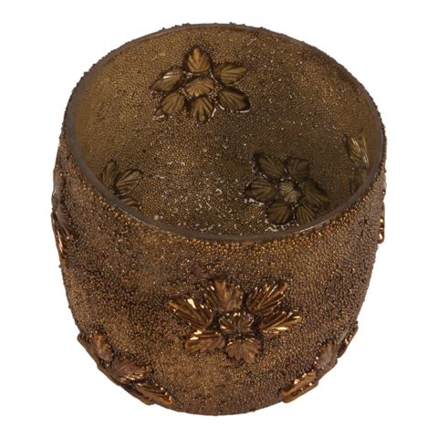 Waxinelichthouder Kralen 12 cm - Goud - Glas