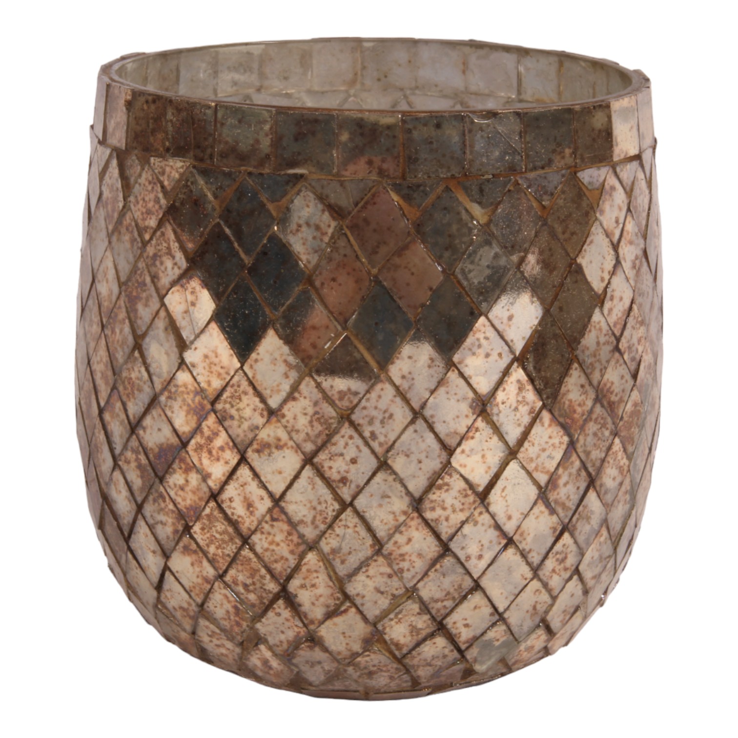 Waxinelichthouder Mozaïek 12 cm - Goud - Glas
