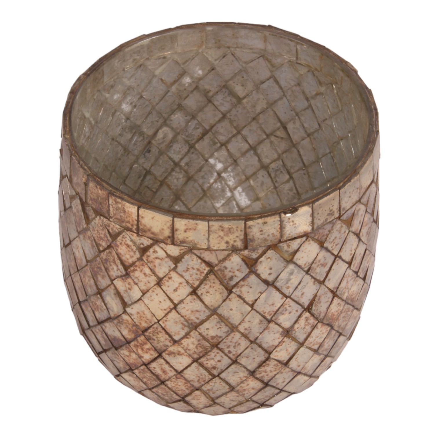Waxinelichthouder Mozaïek 12 cm - Goud - Glas