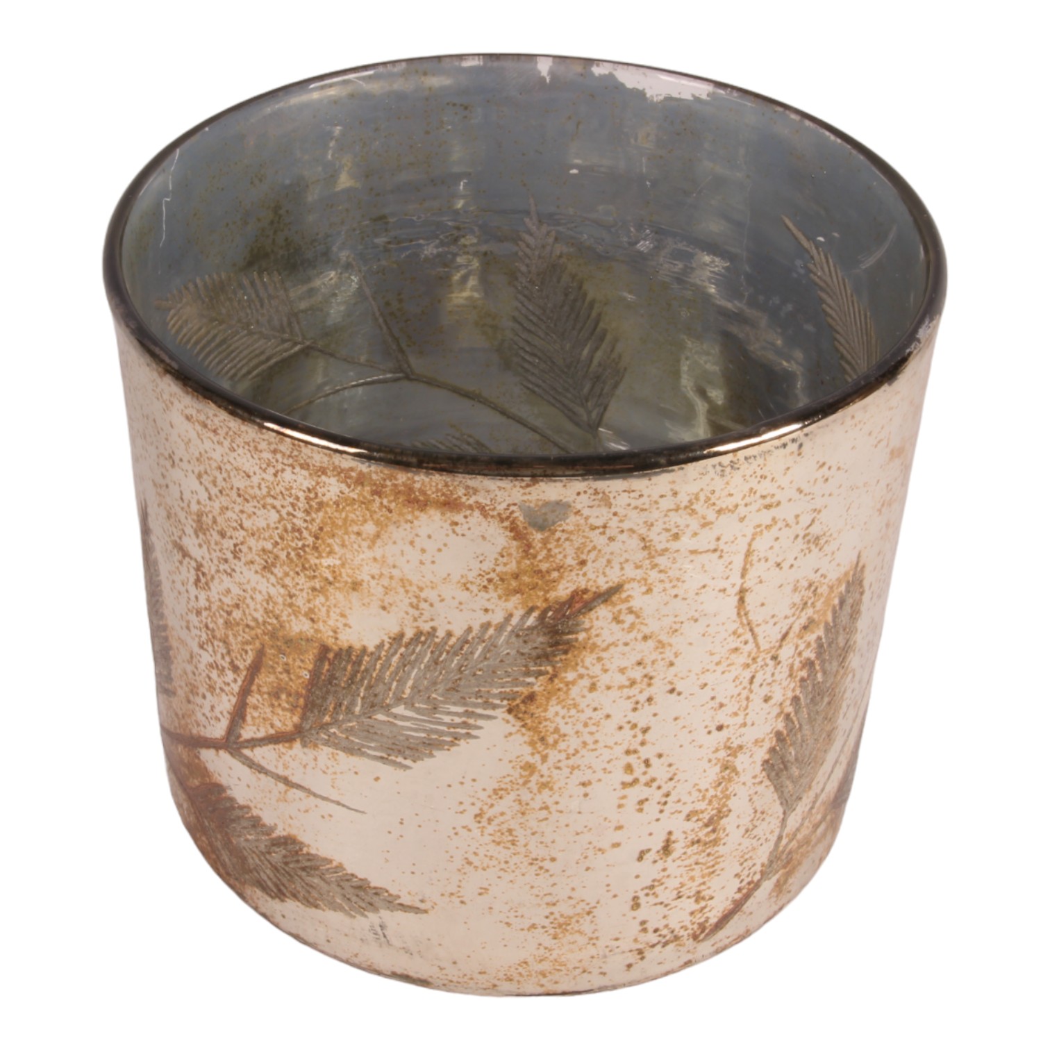 Photophore Feuilles 18 cm - Argenté - Verre