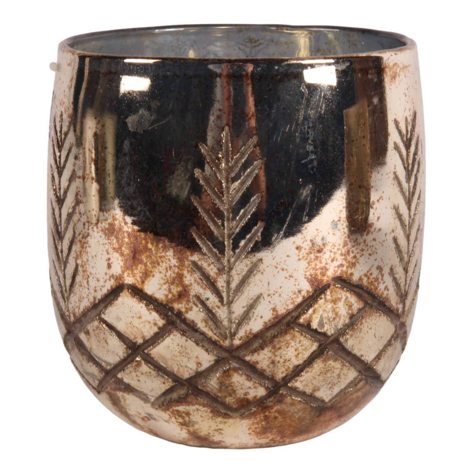 Photophore 16 cm - Argenté - Verre