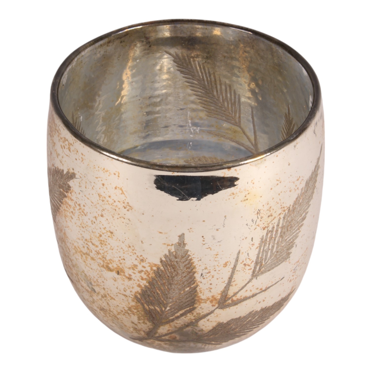 Waxinelichthouder Bladeren 16 cm - Zilver - Glas
