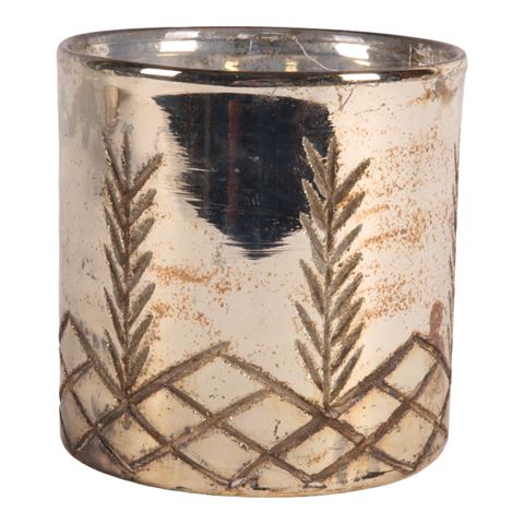 Tea Light Holder 12 cm - Silver - Glass