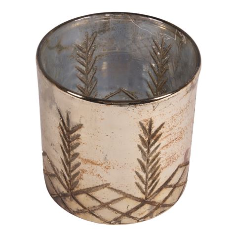 Tea Light Holder 12 cm - Silver - Glass