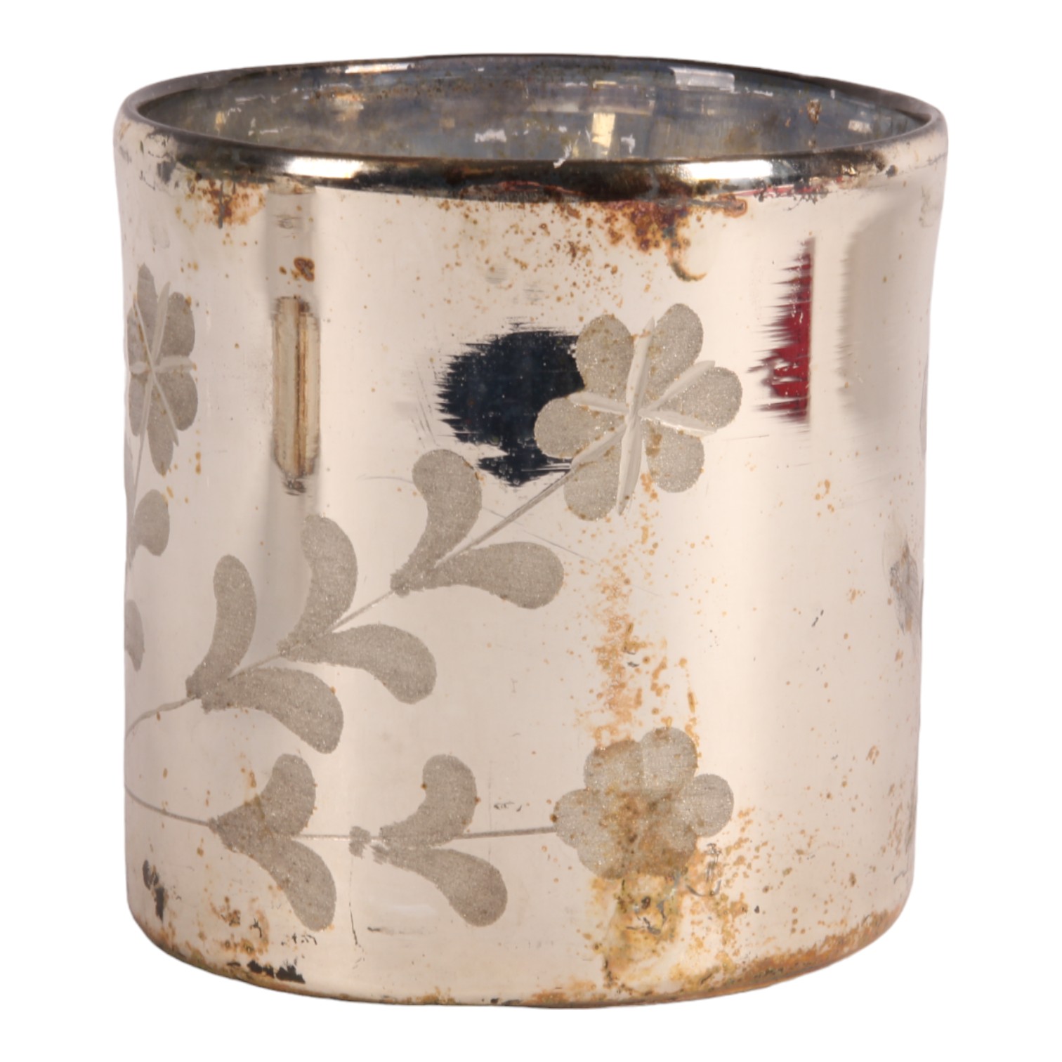 Flowers Tea Light Holder 16 cm - Gold - Glass