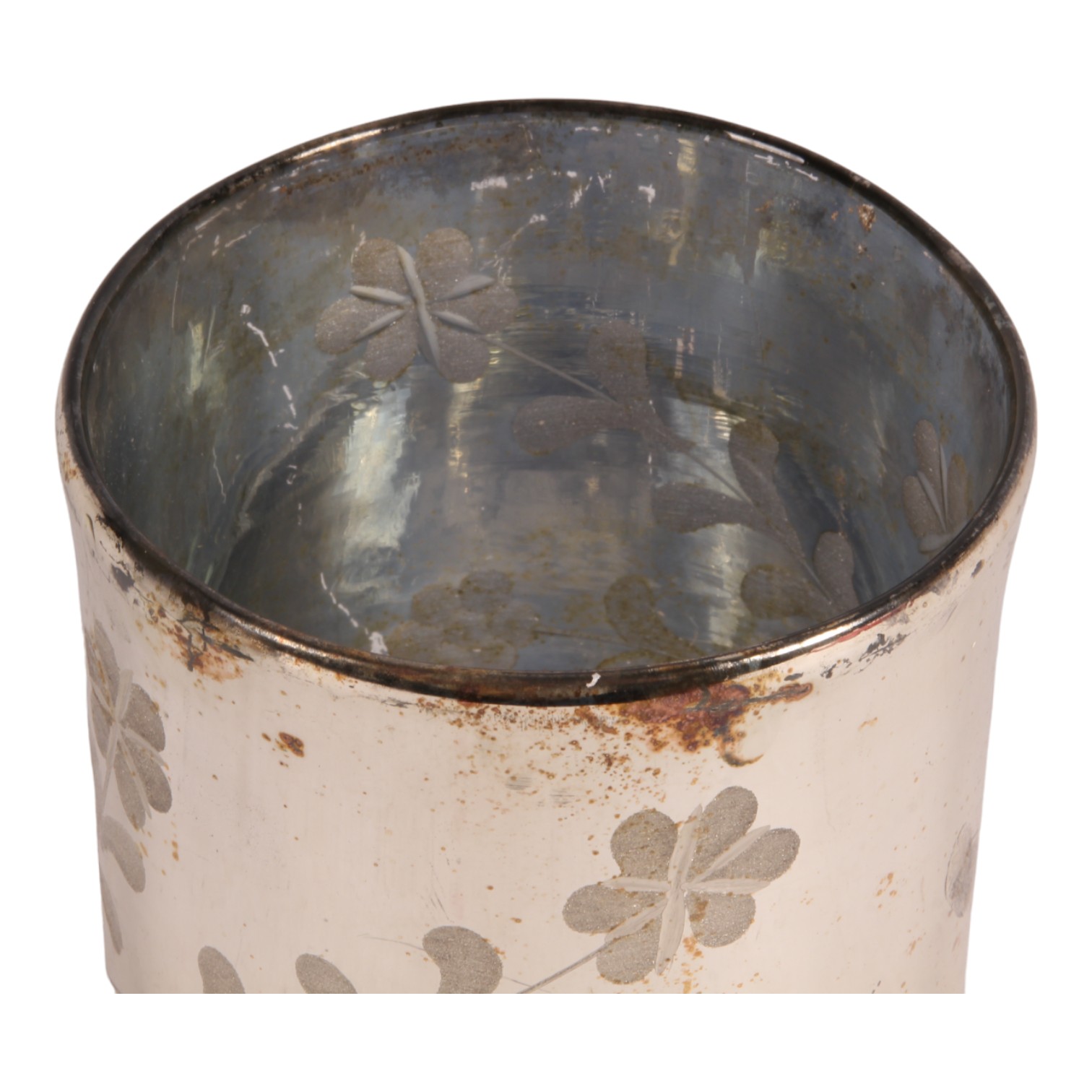 Flowers Tea Light Holder 16 cm - Gold - Glass