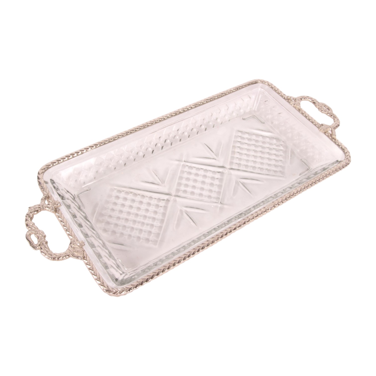 Dienblad met Handvat 38 cm - Zilver - Koper / Glas