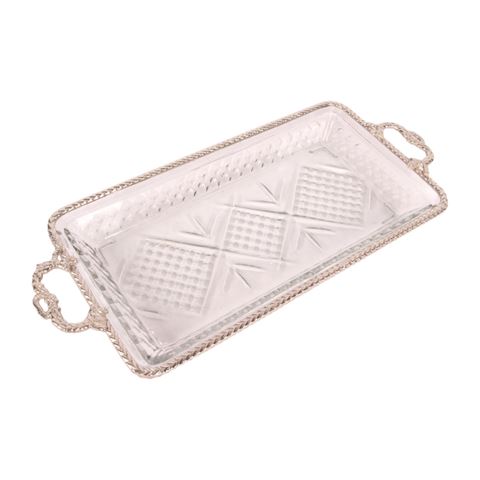 Dienblad met Handvat 38 cm - Zilver - Koper / Glas