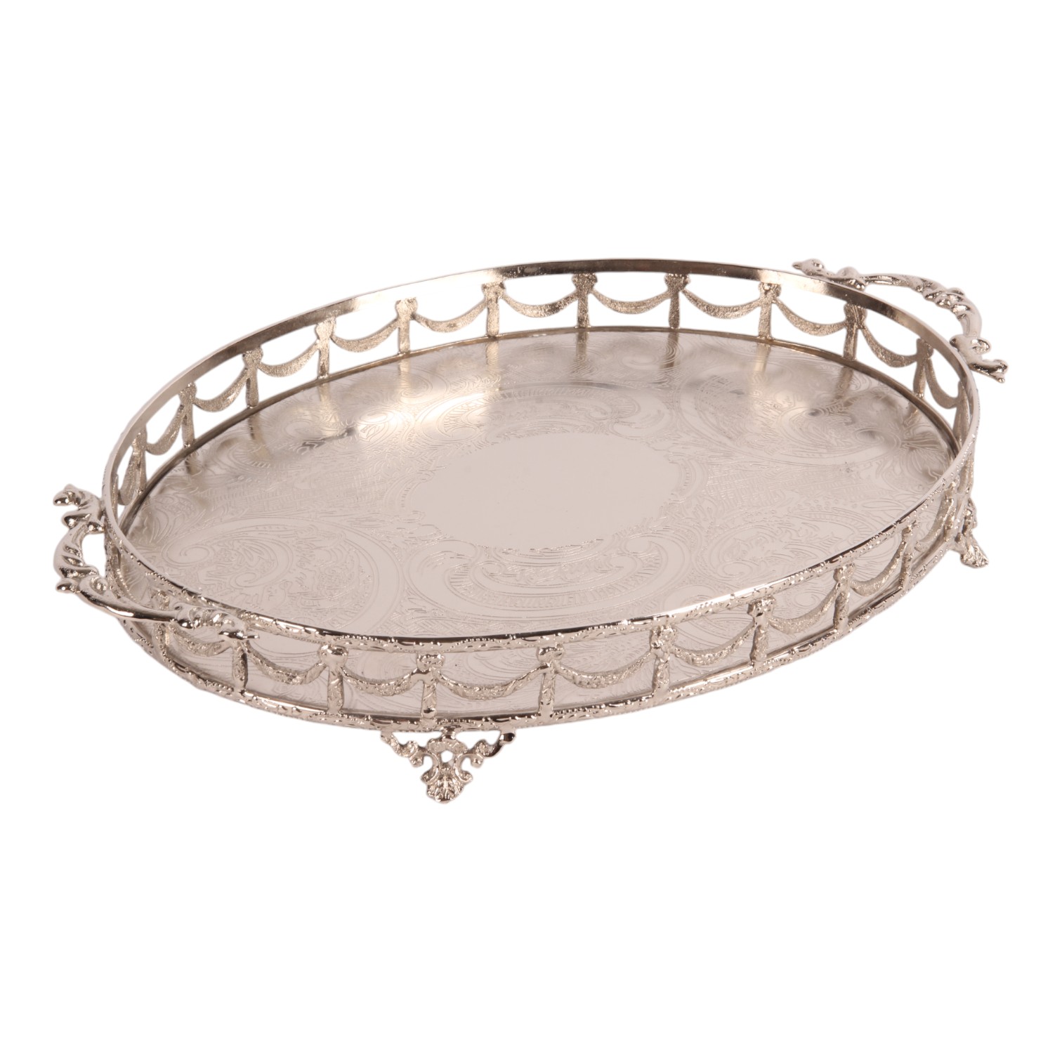 Dienblad met Handvat 38 cm - Zilver - Koper / Glas