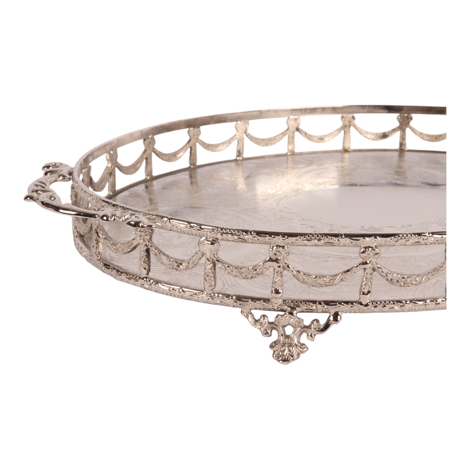 Dienblad met Handvat 38 cm - Zilver - Koper / Glas