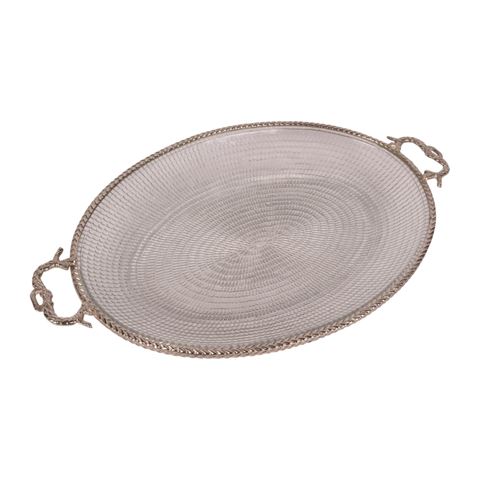 Dienblad met Handvat 39 cm - Goud - Koper / Glas
