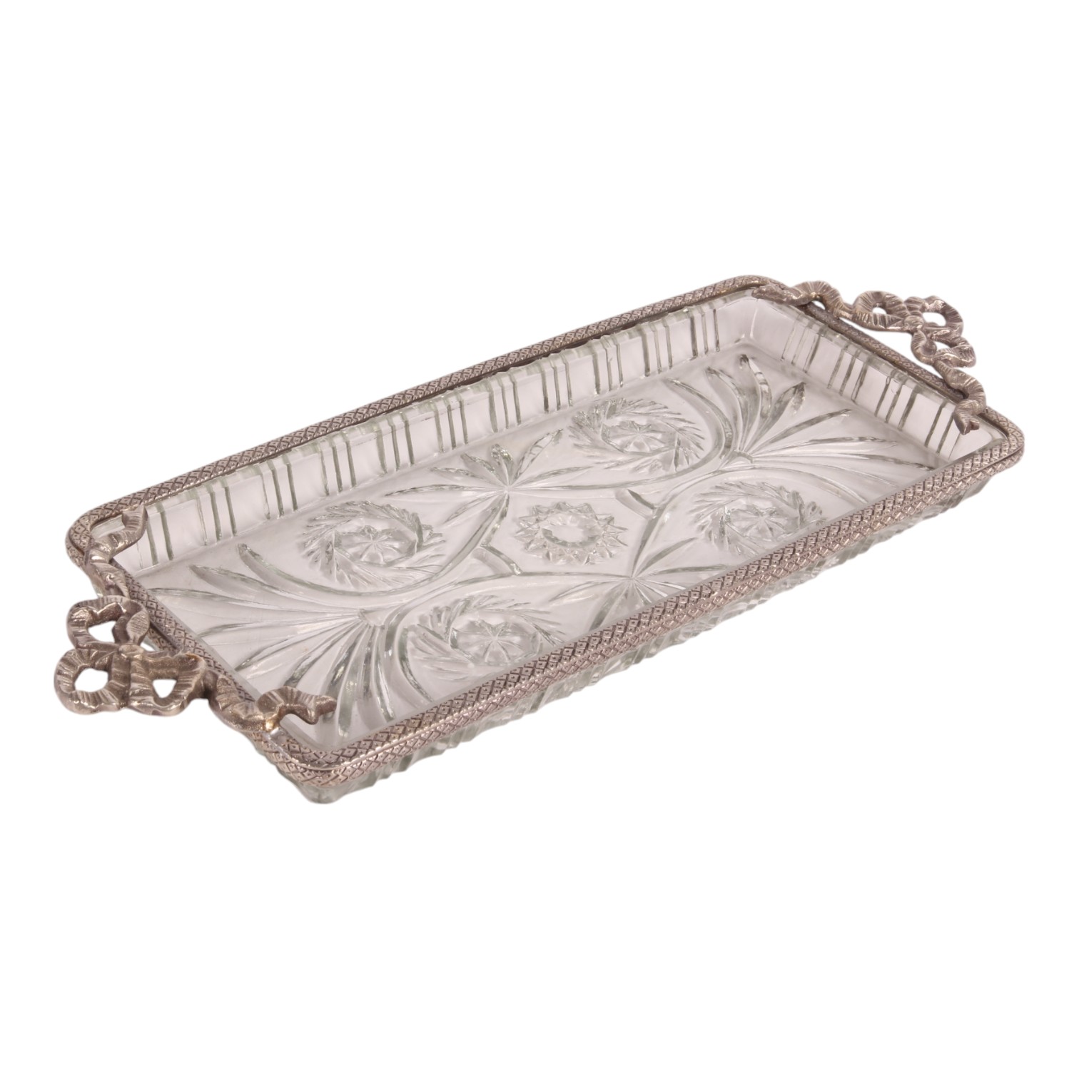 Dienblad met Handvat 33 cm - Zilver - Koper / Glas