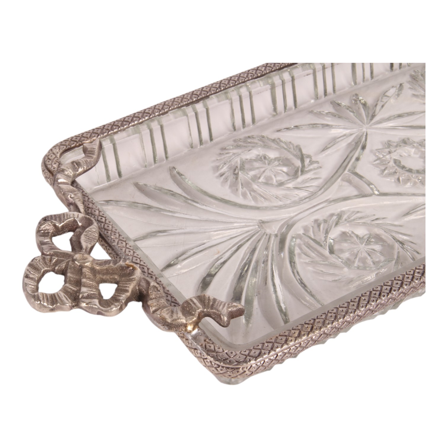 Dienblad met Handvat 33 cm - Zilver - Koper / Glas