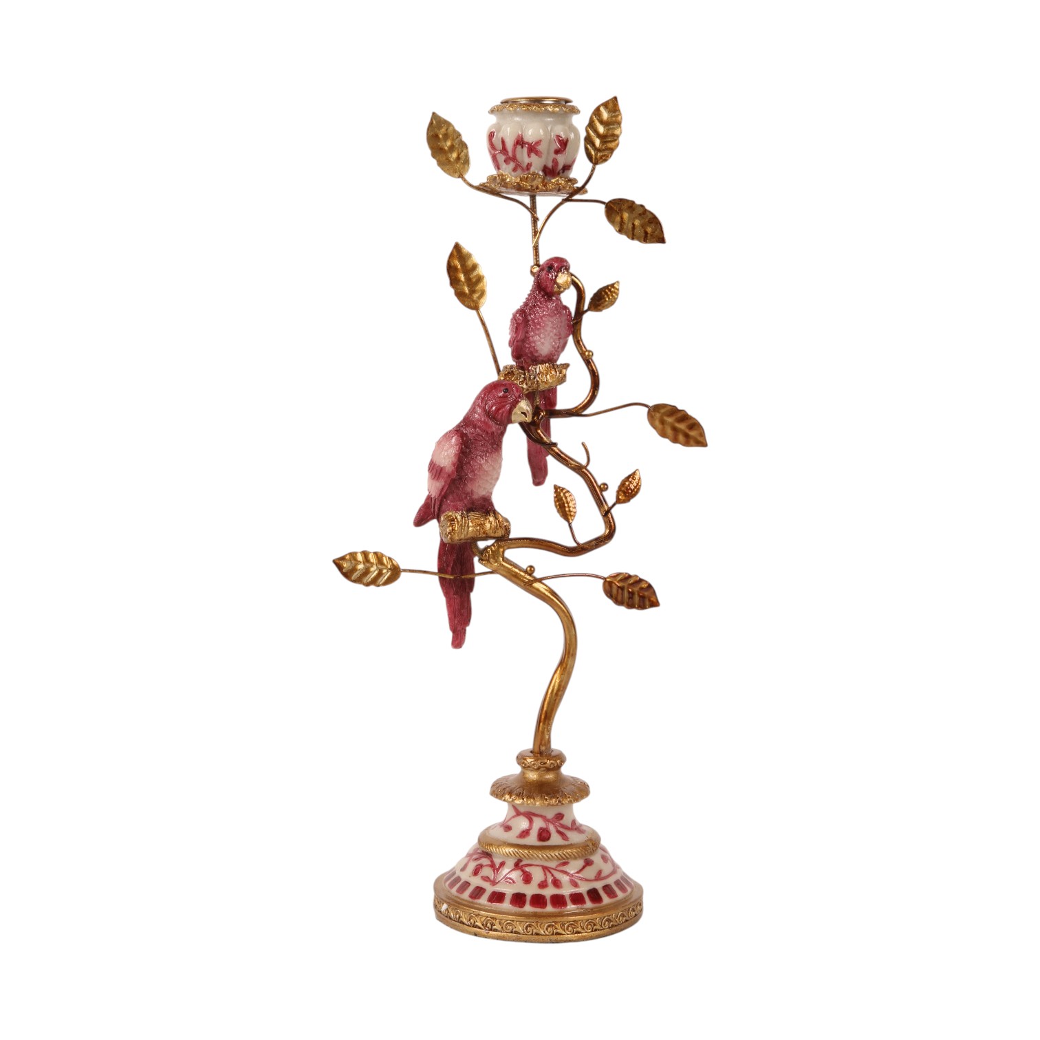 Bougeoir Perroquet 32,5 cm - Rouge - Résine
