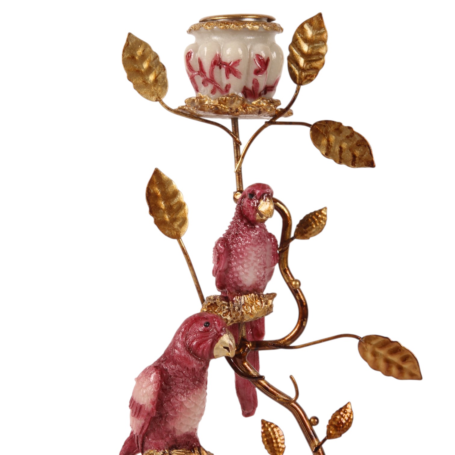 Bougeoir Perroquet 32,5 cm - Rouge - Résine