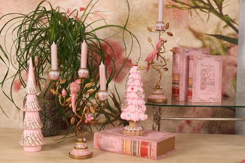 Parrot Candle Holder 32.5 cm - Pink - Resin