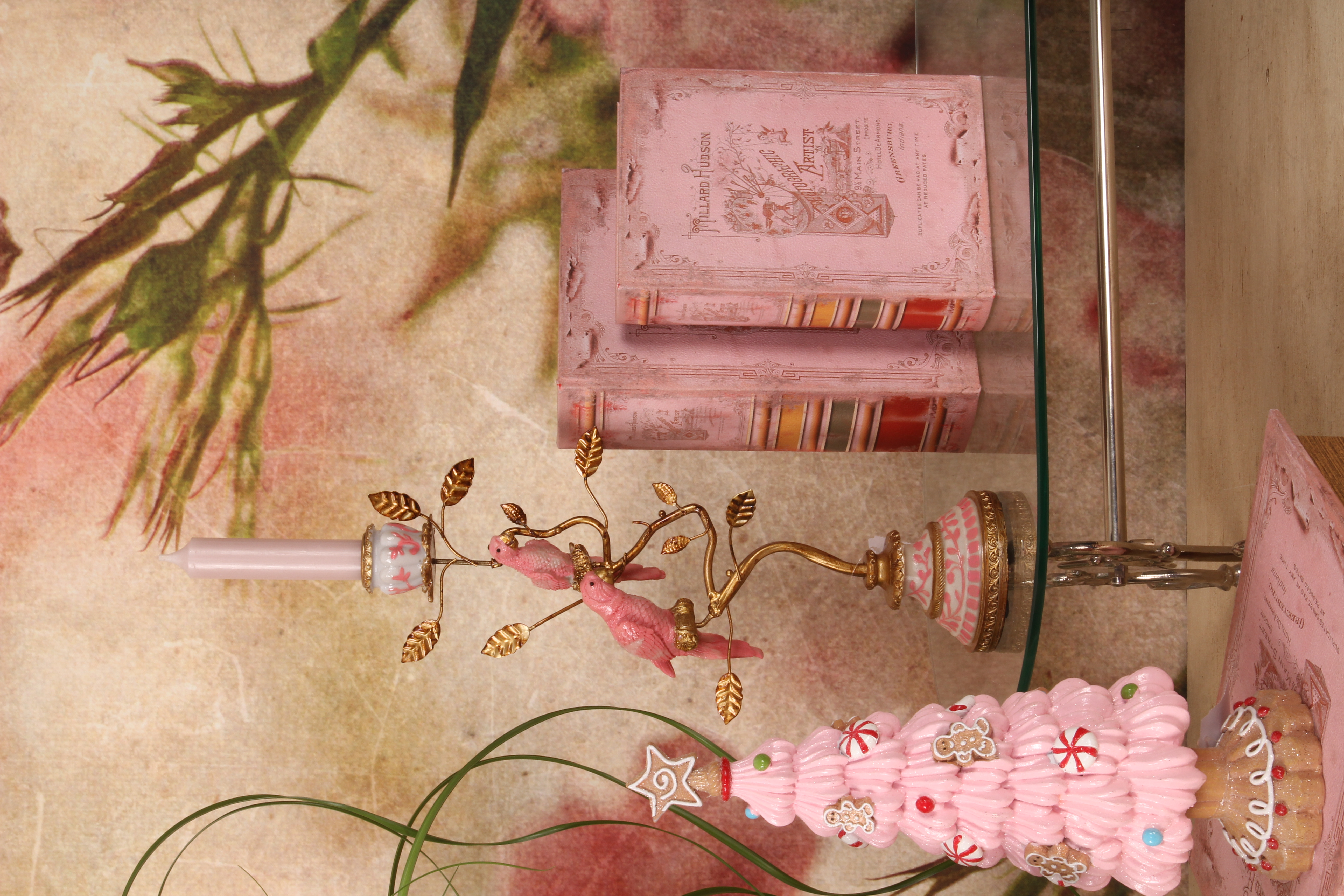 Kandelaar Papegaai 32,5 cm - Roze - Resin