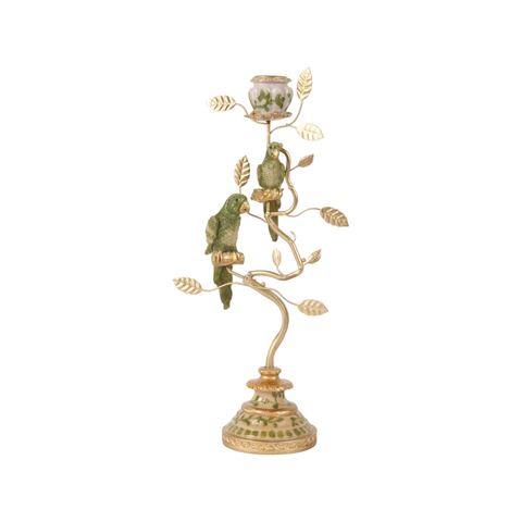 Kandelaar Papegaai 32,5 cm - Groen - Resin