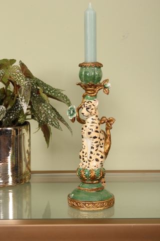 Kandelaar Luipaard 25.5 cm - Resin