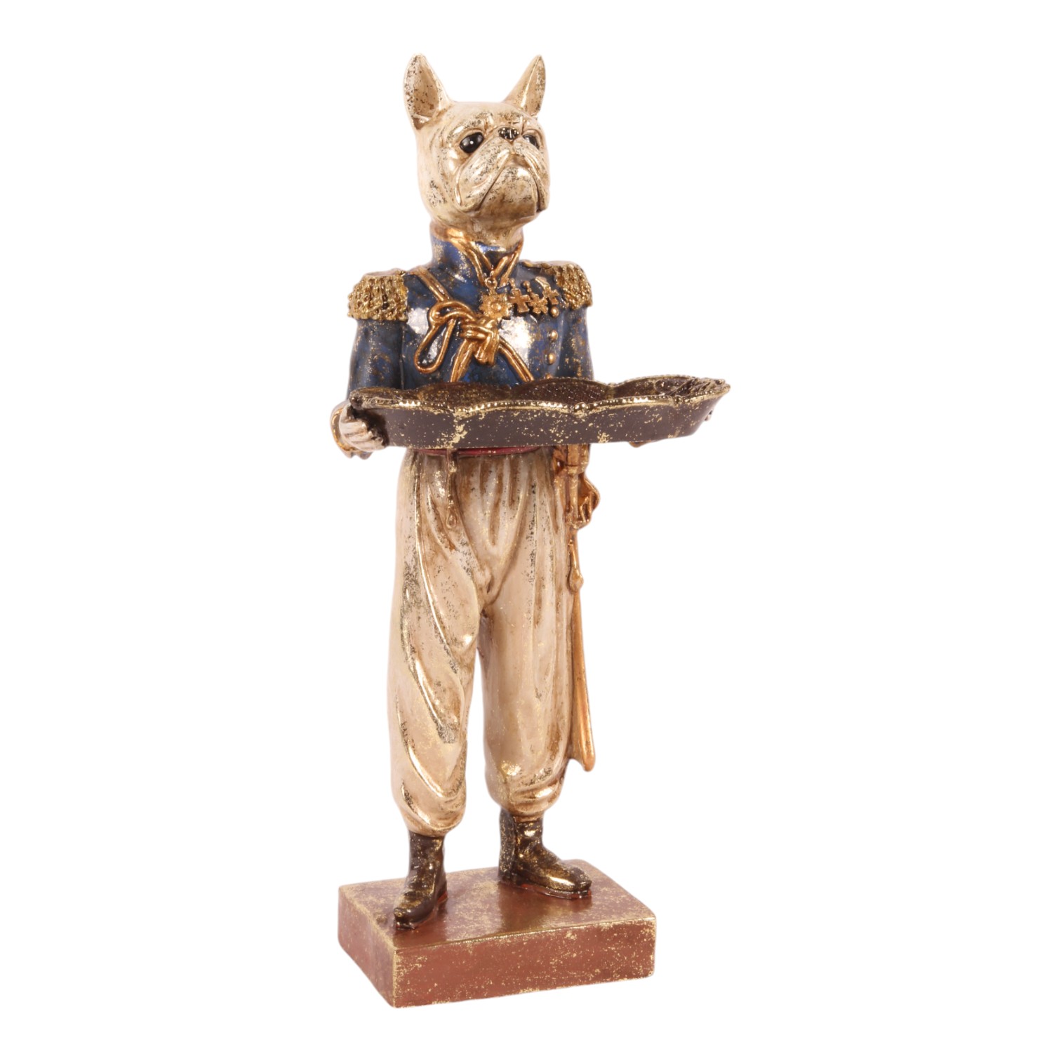 Afb. Hond met schaal  resin 35 cm