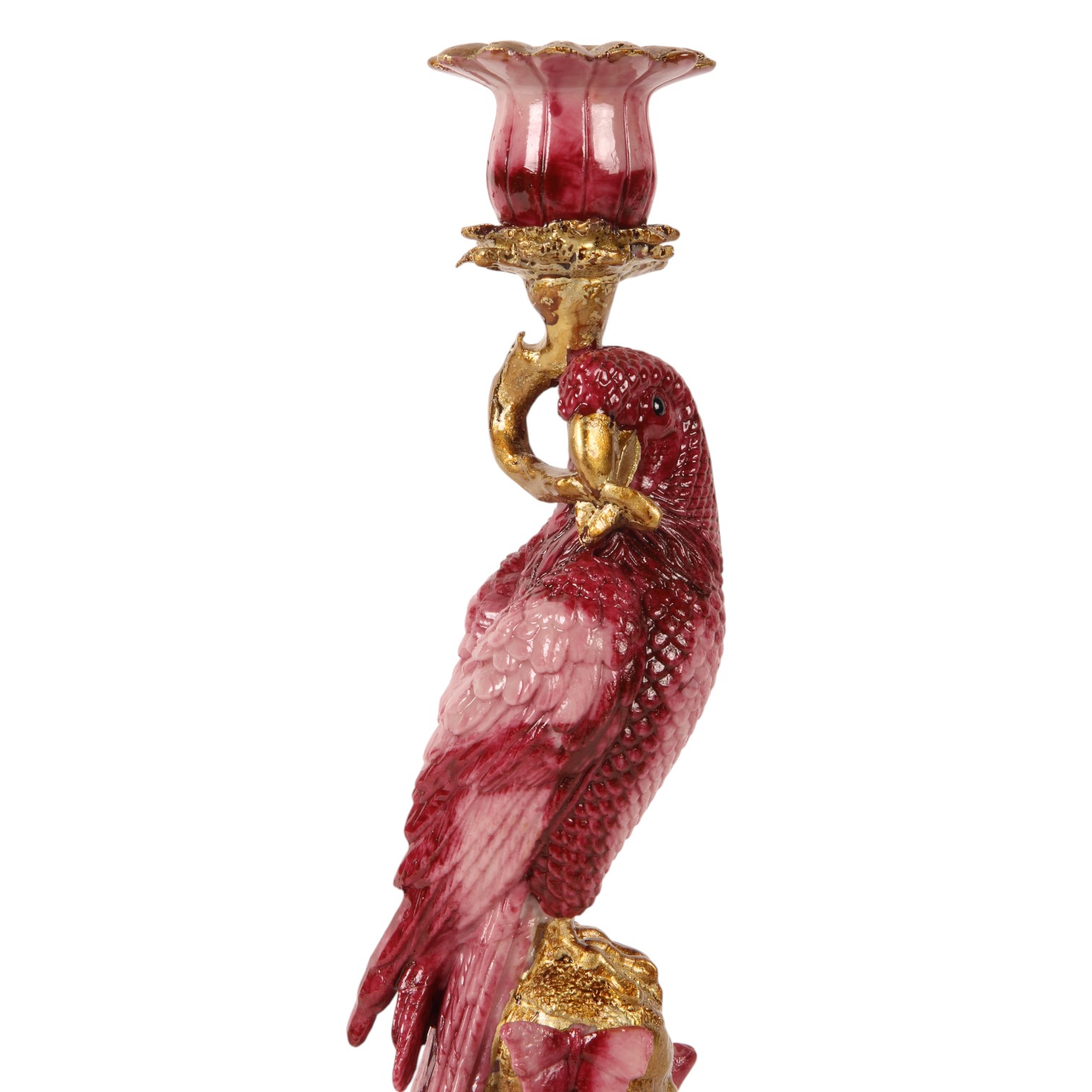 Kandelaar Papegaai 33 cm - Rood - Resin