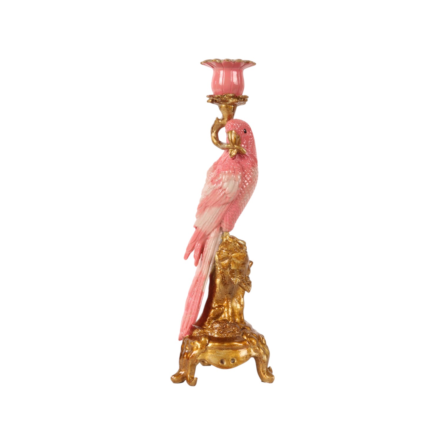 Kandelaar Papegaai 11 cm - Roze - Resin