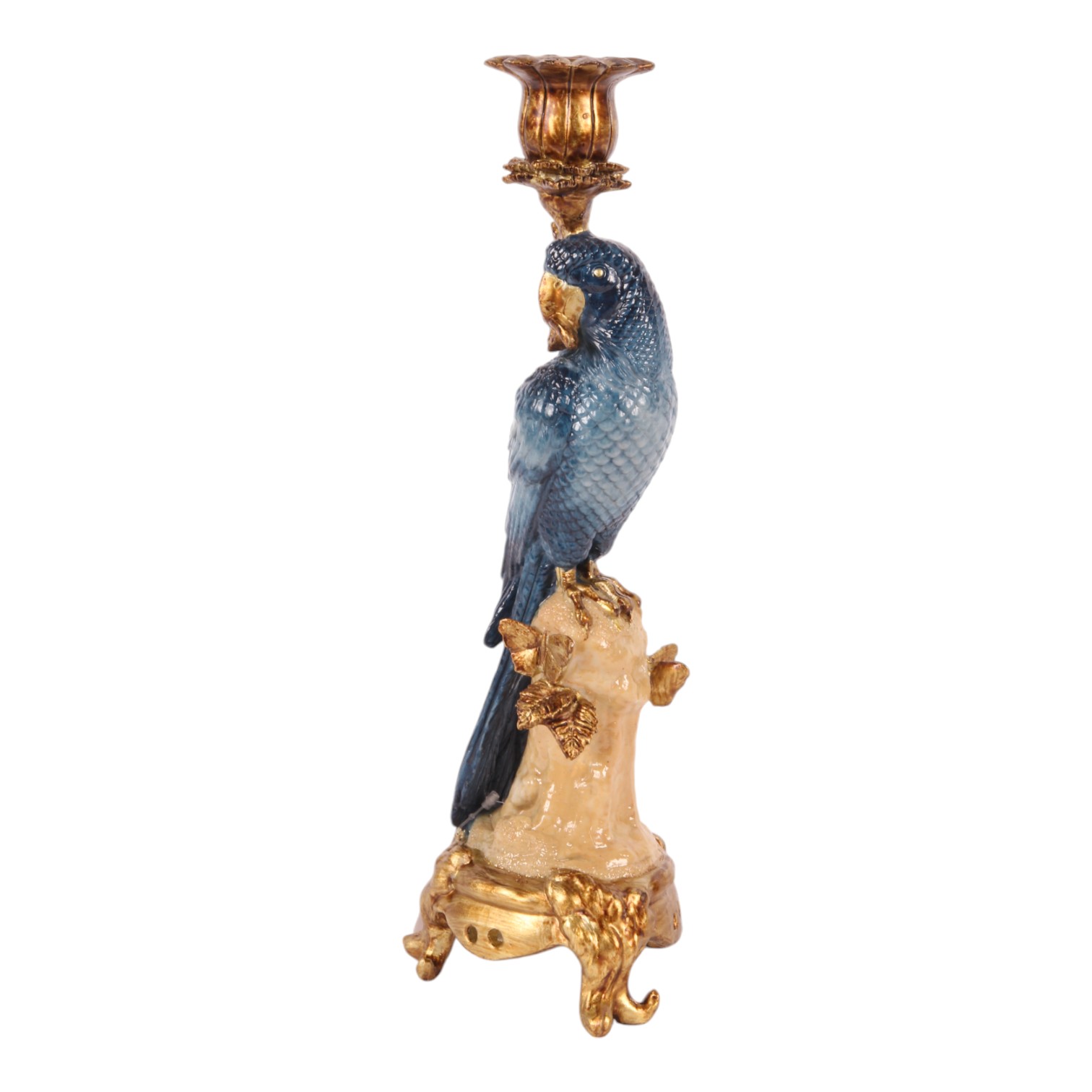 Kandelaar Papegaai 11 cm - Blauw - Resin