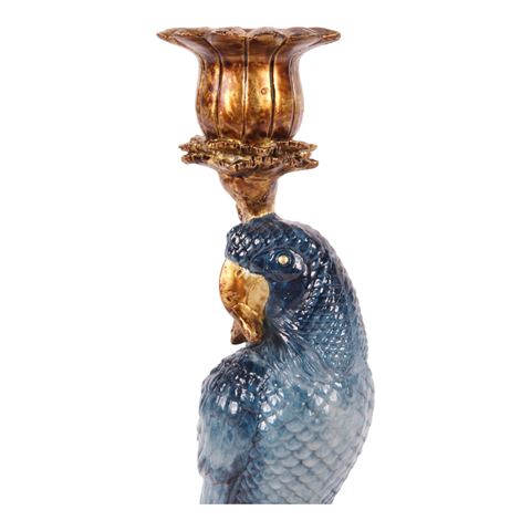 Kandelaar Papegaai 33 cm - Blauw - Resin
