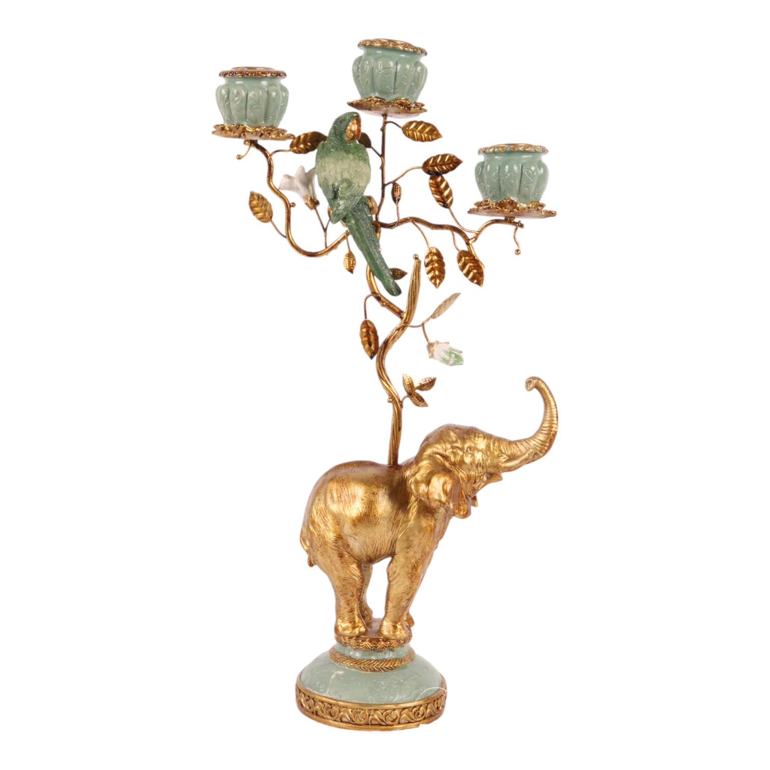 Kandelaar Olifant 44 cm - Goud - Resin