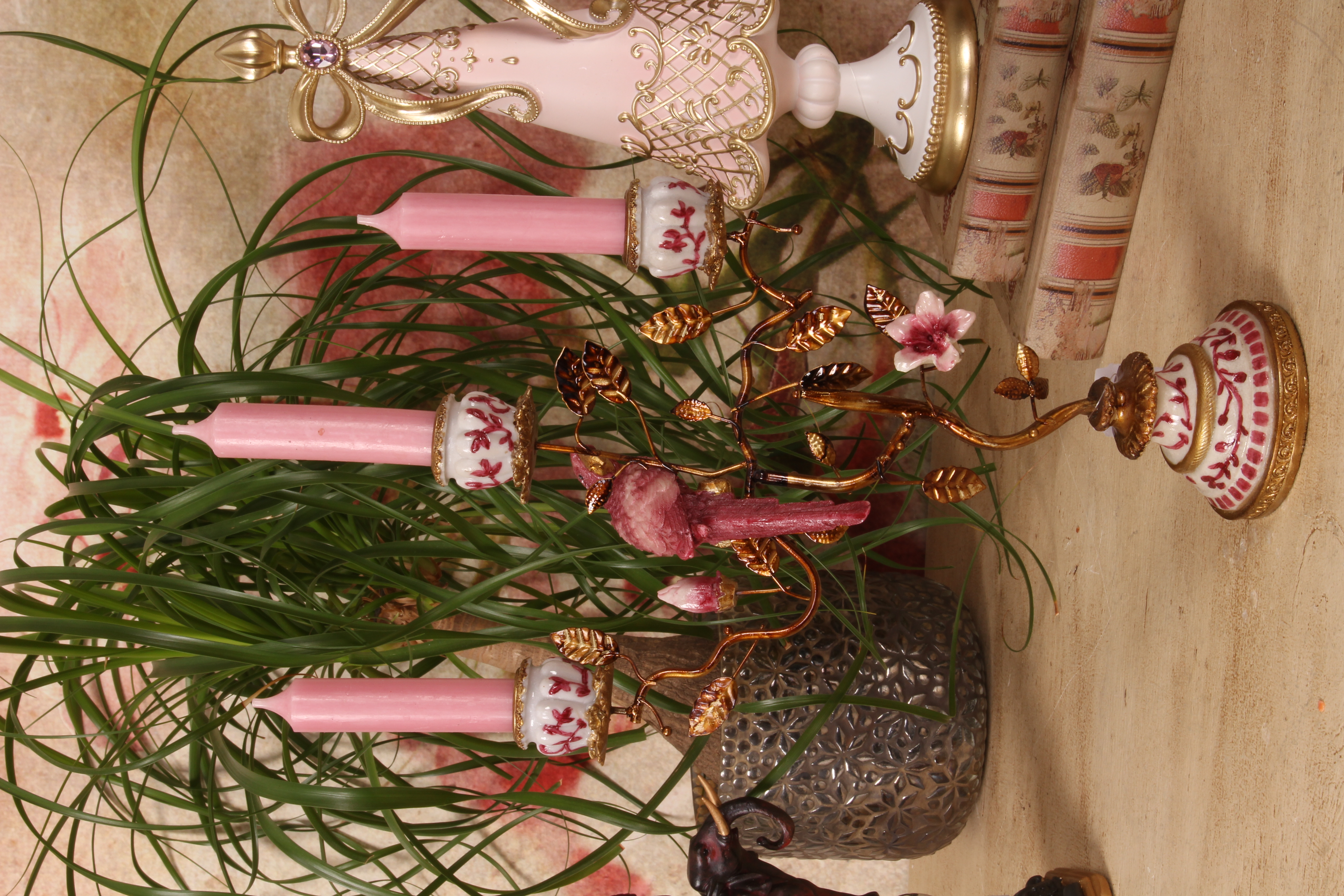 Kandelaar Papegaai 31,5 cm - Rood - Resin