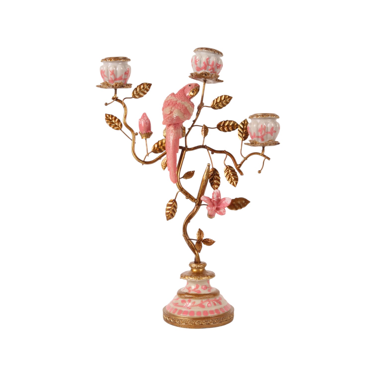 Papageien-Kerzenhalter 22,5 cm – Rosa – Kunstharz