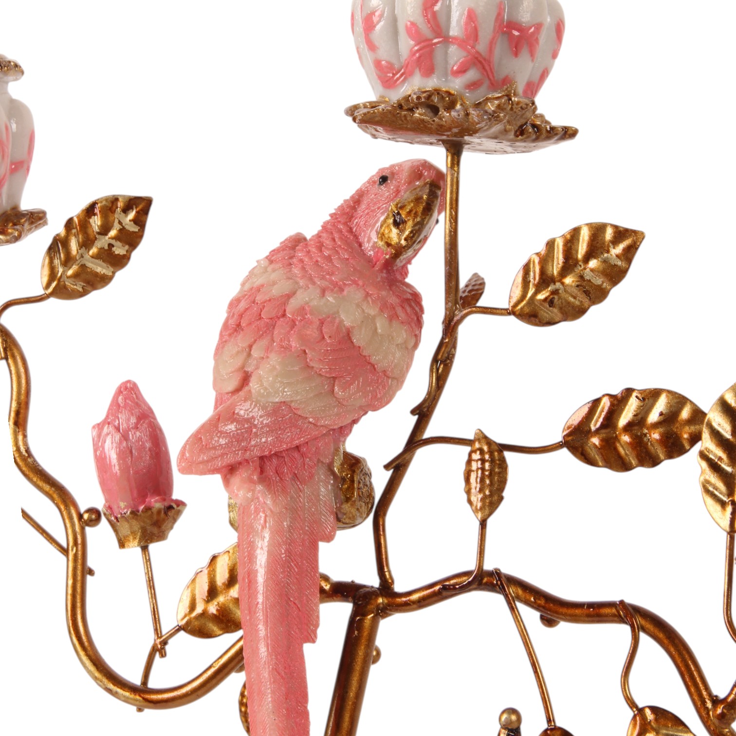 Papageien-Kerzenhalter 22,5 cm – Rosa – Kunstharz